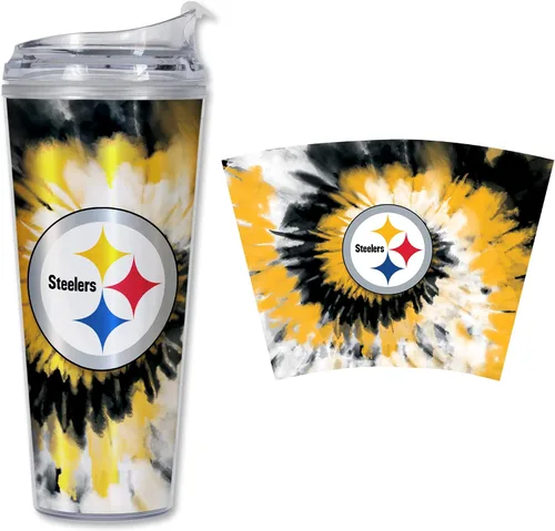 Vista 17 de Rico Industries NFL Football Glitter 24 onzas Vaso de purpurina acrílico con tapa con bisagra, Vaso de doble pared oficialmente licenciado con pajita