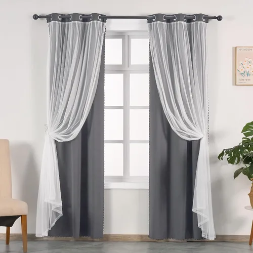 Vista 16 de Anytime Cortinas opacas y transparentes con ojales sólidos en la parte