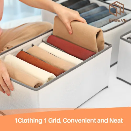 Vista 2 de EASEVE Organizador de armario y almacenamiento para ropa, organizador de cajones plegables de 7 rejillas para jeans, pantalones, camisas, leggings