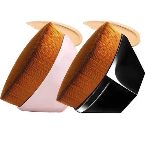 Vista 4 de Brochas de maquillaje, cepillo mágico de maquillaje facial, cepillo de maquillaje plano de alta densidad para polvo impecable, mezcla de cosméticos