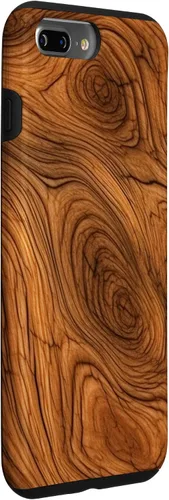 Vista 3 de iPhone 7 Plus/8 Plus elegante estampado de grano de madera marrón intenso estuche con estampado
