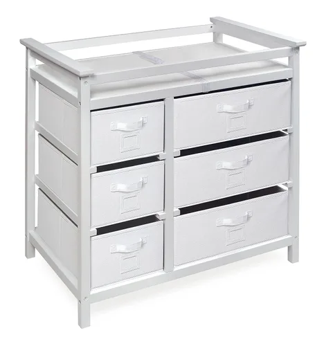 Vista 8 de Badger Basket Moderna mesa cambiadora para bebé con 6 cajones de almacenamiento y almohadilla - Espresso