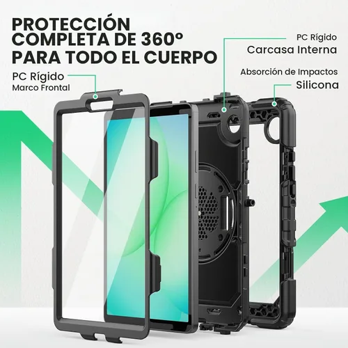 Vista 5 de SEYMAC Funda protectora resistente a prueba de golpes para Samsung Galaxy Tab A9 de 8.7 pulgadas 2023 (SM-X110/X115/X117), resistente a prueba