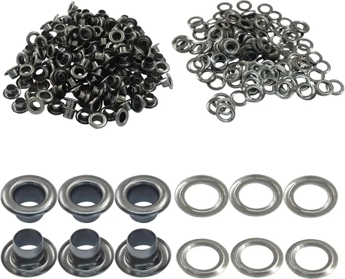 Vista 19 de ZOCCVI Kit de ojales y arandelas de metal, 0.197 in, 200 juegos, bronce