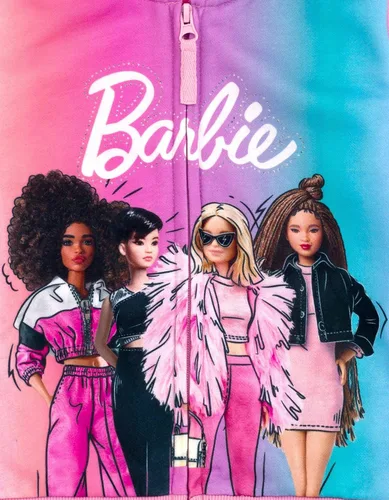 Vista 3 de Barbie Sudadera con capucha de forro polar con cremallera para niñas pequeñas y grandes