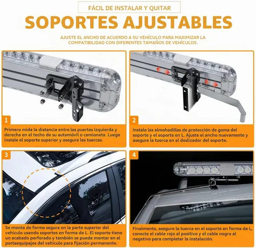 Vista 6 de Barra de Luces Estroboscópicas de Emergencia para Asesor de Tráfico de Techo de 45 Pulgadas, Color Ámbar/Blanco, con Controlador, Luz Intermitente