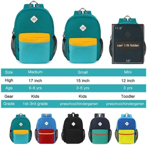 Vista 5 de STEAMEDBUN Mochila infantil para niños, Azul oscuro y rojo, Colorido
