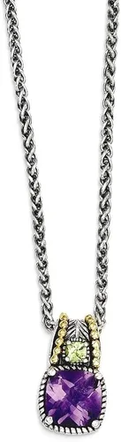 Vista 9 de Collar de plata de ley 925 de 14 quilates, cojín de 18 pulgadas, color morado, amatista, verde, peridoto con dije, joyería fina para mujer, regalos