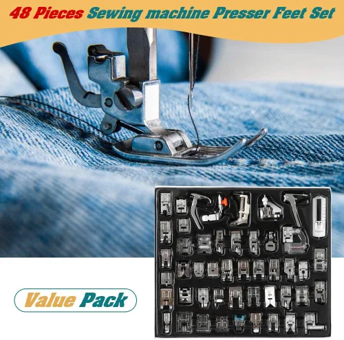 Vista 3 de Aiskaer Juego de 48 pies prensatelas para máquina de coser para hermano, Babylock, cantante, Janome, Elna, Toyota, nuevo hogar, simplicidad, Kenmore