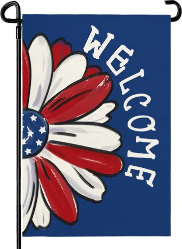 Vista 51 de Bandera de jardín floral de verano (bandera de jardín de águila del 4 de julio)