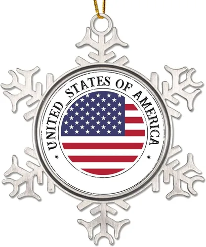 Vista 10 de Bandera de Argelia, adorno de Navidad para niños, bandera nacional, silueta de Argelia, decoración de Navidad, copo de nieve, adorno de metal