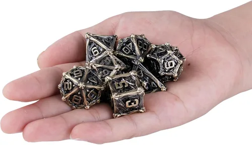 Vista 8 de Surpass DND - Juego de dados de metal, 7 piezas, para juegos de rol, dados poliédricos, regalos de mazmorras y dragones (turquesa antigua)