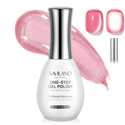 Vista 15 de SAVILAND Glazed Nails - Esmalte de uñas de gel de un solo paso: 0.5 onzas de esmalte de gel de ojo de gato, bolígrafo de arte 5 en 1 Jelly Silver