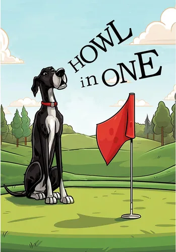 Vista 2 de Howl In One Golf Dog Pun Garden Flag 12.5" x 18" Double Sided Canine Golf