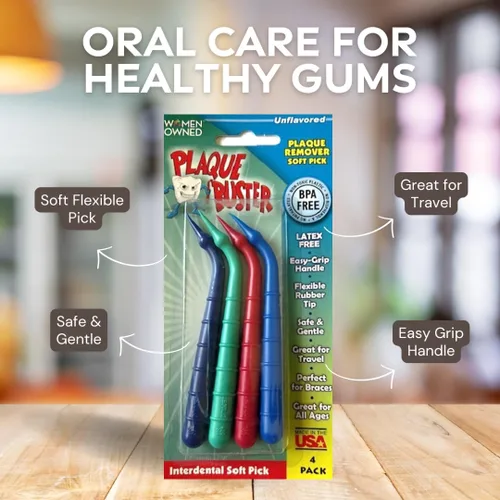 Vista 2 de Plaque Buster Púa interdental suave, estimulador de encías y removedor de placa, fabricado en Estados Unidos, para salud bucal y encías saludables