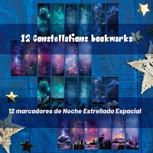 Vista 7 de 12 marcadores de libros para espacio de lectura, marcapáginas de noche
