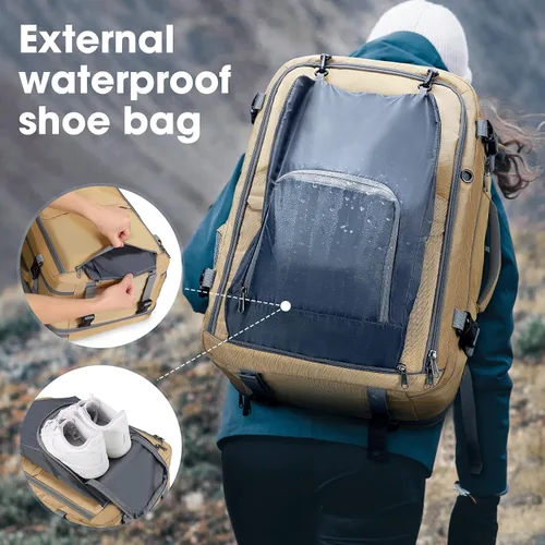 Vista 3 de Maelstrom Mochila de transporte de 40-50L, mochila de viaje grande para hombres y mujeres, mochila para laptop aprobada por la TSA de 17.3 pulgadas