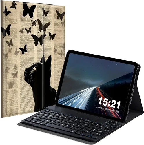 Vista 17 de Funda de teclado para Samsung Galaxy Tab S6 Lite 2022/2020, Galaxy Tab S6 Lite SM-P610/P613/P615/P619 con teclado Bluetooth inalámbrico desmontable