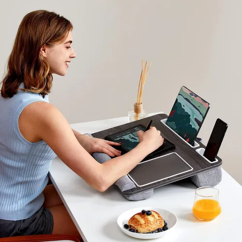 Vista 6 de HUANUO - Escritorio portátil. Se adapta a laptops de hasta 17 pulgadas, almohadilla de muñeca integrada, para laptop, MacBook, tablet; soporte