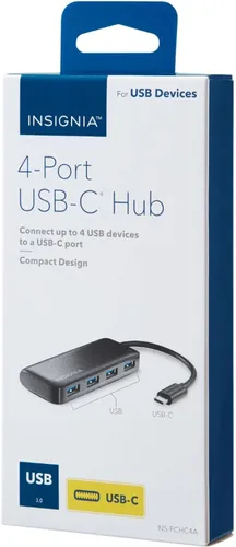 Vista 2 de Insignia Hub USB-C de 4 puertos, transferencia rápida de datos, expansor divisor USB para laptop, Xbox, unidad flash, disco duro, consola