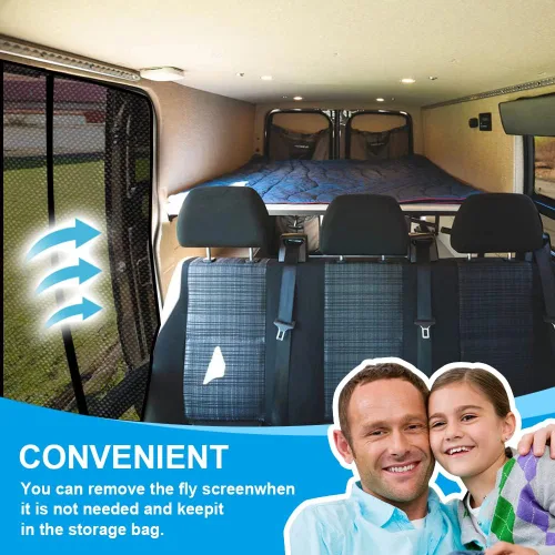 Vista 5 de Pantalla magnética para vans RV de alta densidad 600D para evitar insectos, malla mosquitera compatible con Mercedes Sprinter puerta lateral