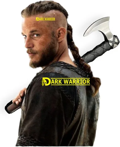 Vista 2 de [GUERRERO OSCURO] Ragnar Lothbrok Hacha vikinga Hacha vikinga de acero al carbono forjado a mano Hacha de camping Hacha Berserker Hacha, hacha