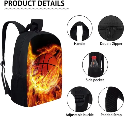 Vista 67 de HUGS IDEA Los animales frescos 3D niños escuela libro bolsa niños impresión mochilas, Baloncesto, Moderno