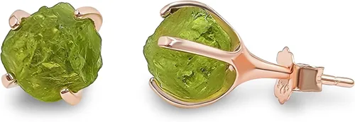 Vista 74 de Aretes de piedra preciosa natural en bruto con oro rosa sobre plata de ley 925, 6 a 0.276 in, regalo de piedra de nacimiento de calidad genuina