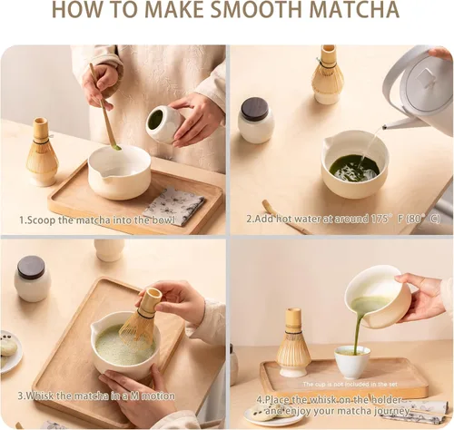 Vista 7 de Ochcahser Juego de matcha, juego de batidor Matcha incluye cuenco Matcha de 17 onzas Matcha Whisk Holder (Chasen), Bamboo Matcha Whisk and Scoop