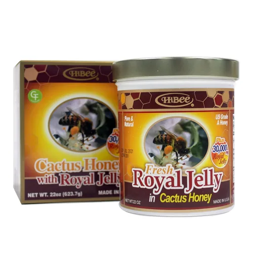 Vista 4 de HIBEE Jalea real fresca en miel de cactus con 30,000 mg de jalea real 22 oz