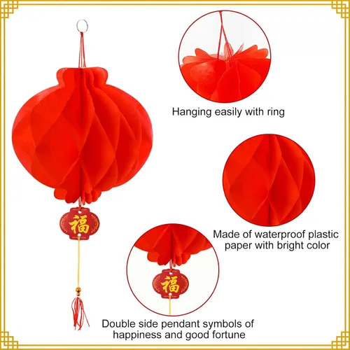 Vista 4 de 60 linternas chinas rojas para decoración de Año Nuevo, festival de primavera, boda, restaurante