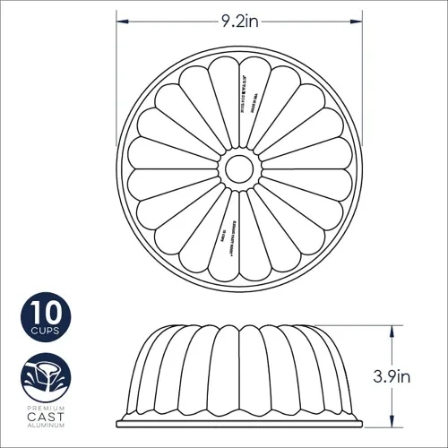 Vista 4 de Nordic Ware Elegant Party Molde de tubo tipo bundt, 22.3 cm x 9.3 cm, dorado