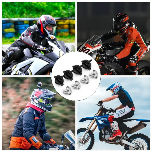 Vista 4 de 8 tornillos para casco de motocicleta, accesorios para casco de motocicleta (negro, plateado)