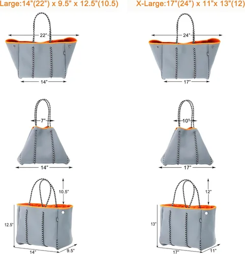 Vista 4 de QOGiR Bolsa de playa multiusos de neopreno con bolsillo interior con cierre de cremallera