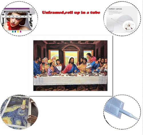 Vista 2 de Póster artístico de la última cena de Jesucristo y arte de pared, póster moderno para decoración de dormitorio familiar, 16 x 24 pulgadas