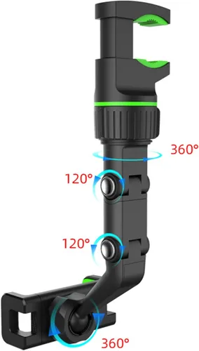 Vista 9 de Soporte de teléfono para espejo retrovisor ajustable de 360°, soporte para teléfono celular de automóvil, multifunción, estable, para automóvil