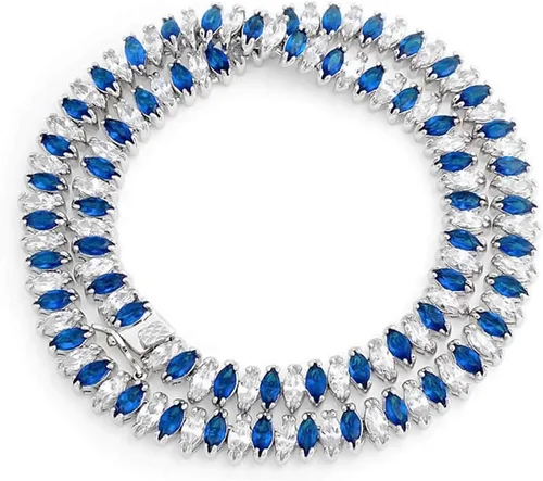 Vista 3 de Vintage Art Deco Fiesta Día Festivo Nupcial Azul Claro Blanco Circonita Cúbica Simulada Piedra Piedra Piedra de imitación AAA CZ Formal Declaración