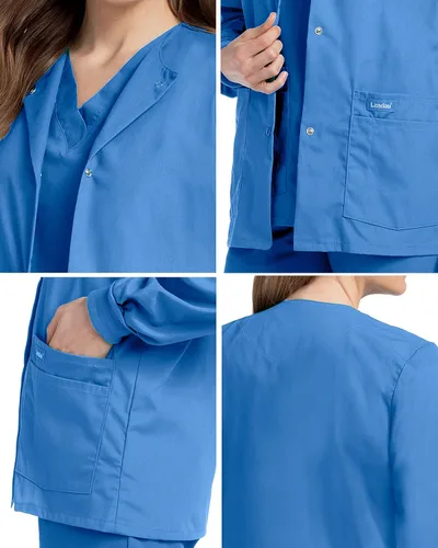 Vista 4 de Landau Essentials - Chaqueta de ajuste relajado de 4 bolsillos a presión frontal para mujer 7525