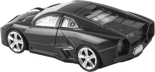 Vista 7 de FIRSTMEMORY - Mouse inalámbrico para automóvil, 2.4 G, ratón óptico de auto de carreras, 1600 DPI para PC, laptop, escritorio (negro)