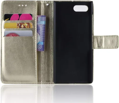 Vista 4 de Funda para BlackBerry KEY2, funda de piel con tapa para BlackBerry KEY2 BBF100-1 BBF100-2 BBF100-4 BBF100-6 BBF100-8 BBF100-9 Funda dorada Oro