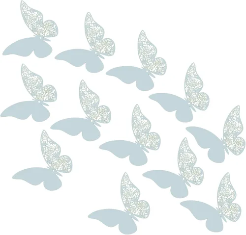 Vista 5 de 12 calcomanías de pared de mariposa 3D, decoración de pared de bricolaje, mariposas de papel extraíbles, decoración de dormitorio de niños y boda