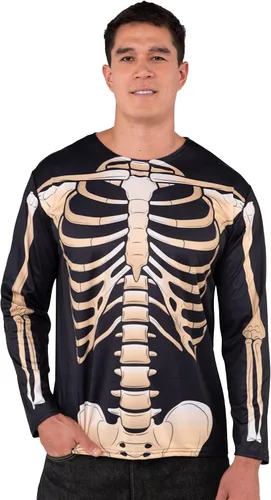 Vista 4 de Spooktacular Creations Disfraz de camiseta de esqueleto para hombres adultos disfraz de esqueleto de manga larga 3D para fiesta de disfraces