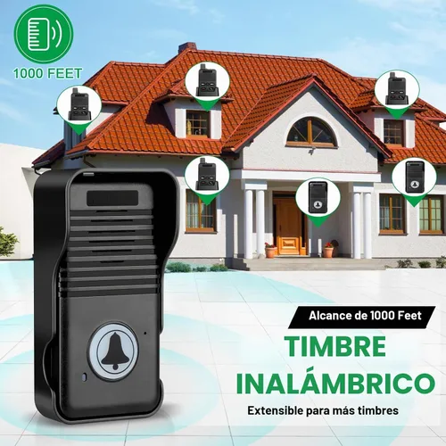 Vista 4 de Timbre inalámbrico, timbre inalámbrico impermeable dúplex completo mejorado, rango de 1000 pies, timbre comunicación bidireccional, 8 niveles