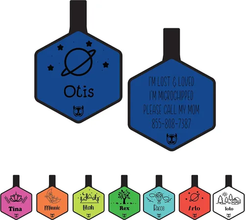 Vista 10 de Etiqueta de silicona silenciosa para perro personalizada con 5 líneas de identificación de mascotas grabadas profundas, duradera, sin sonido, diseño