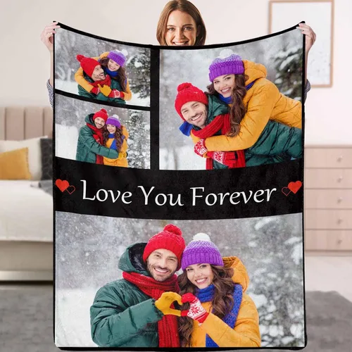 Vista 10 de Manta personalizada con foto, manta personalizada con imagen, regalos personalizados para pareja, mamá, papá, novia, novio, amigo, cumpleaños