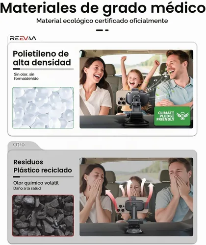 Vista 7 de REEVAA Soporte de teléfono de automóvil de grado militar [ultra estable y súper resistente] Soporte para teléfono celular salpicadero de ventilación