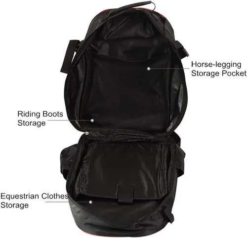 Vista 8 de Bolsa profesional para botas de equitación, bolsa de casco, mochila ecuestre unisex, bota inglesa para llevar todas las bolsas con compartimento