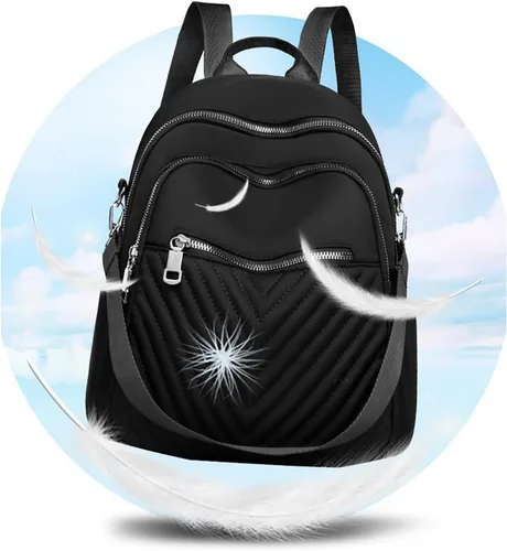 Vista 3 de Mochila para mujer de gran capacidad bordada a prueba de agua de tela a la moda simple mochila de viaje