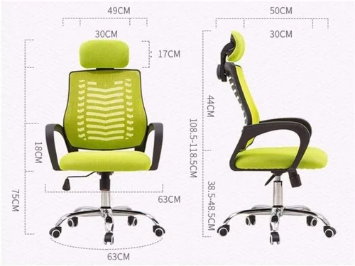 Vista 2 de Silla ergonómica de oficina, silla de malla con malla elástica, cojín transpirable, ajuste multifunción