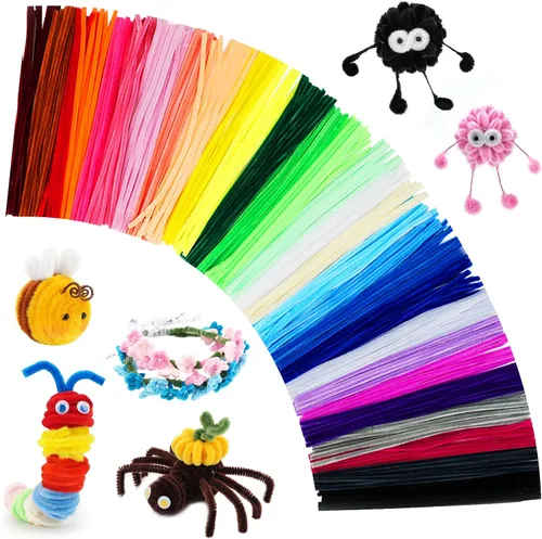Vista 8 de 2500 limpiapipas para manualidades, limpiapipas a granel para artes y manualidades, tallos de felpilla multicolor, decoración de sala de proyectos